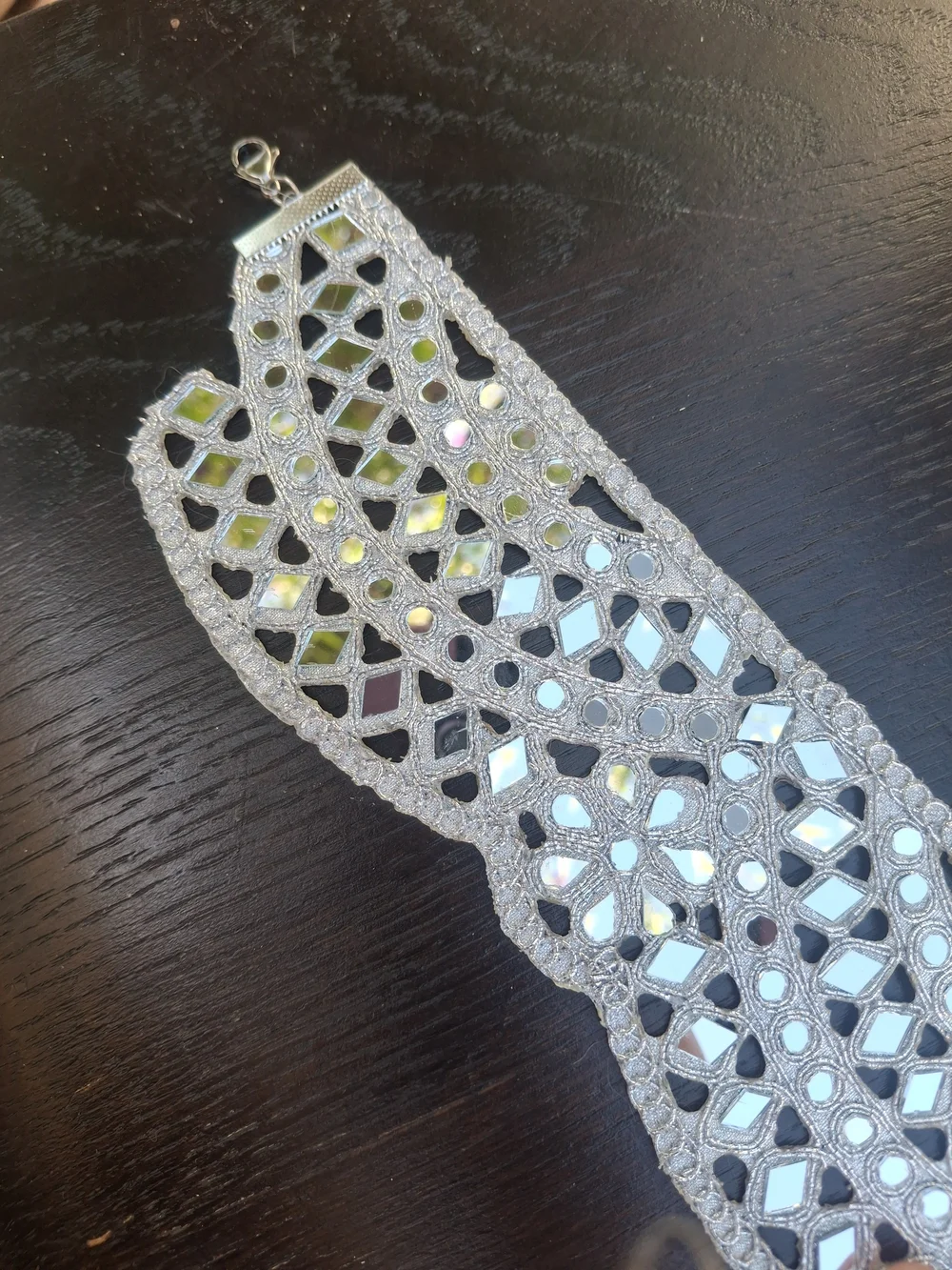 Handmade Silver Mirror Sequin Statement Hip Belt Festival Rave Bellydance Boho